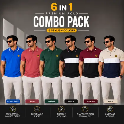 Men's Polo T-Shirts Deep -Mix-Color-(Combo-2)