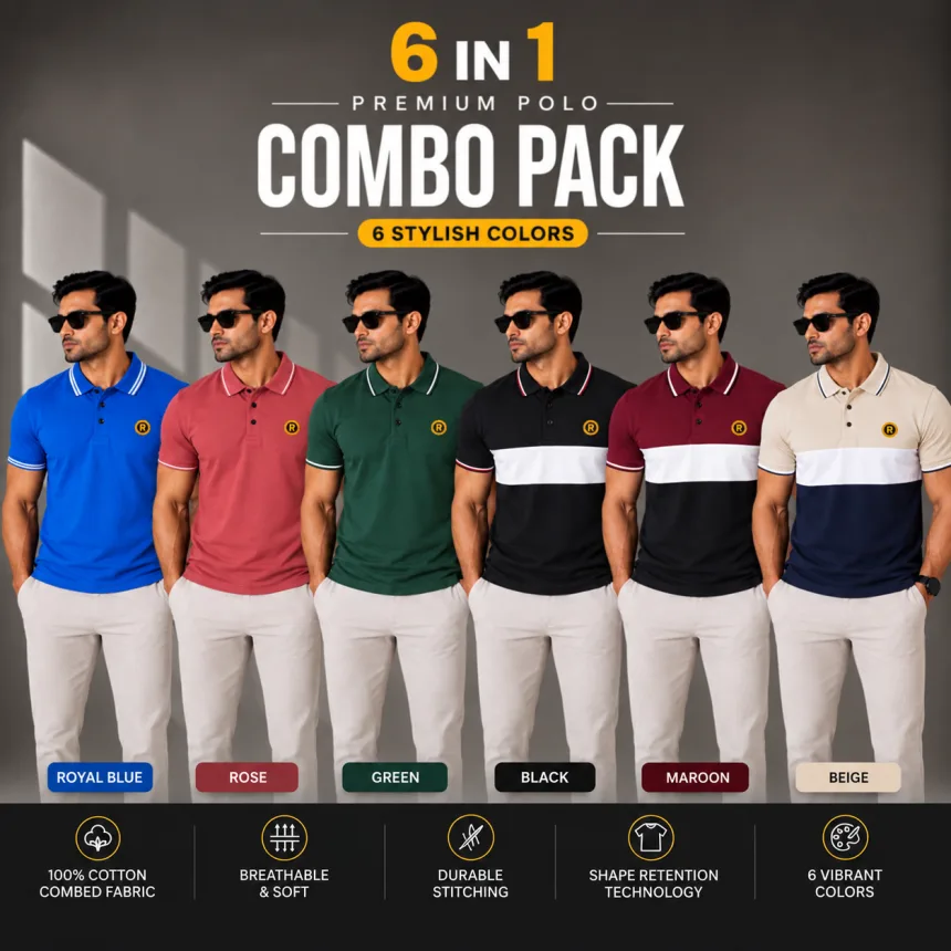 Men's Polo T-Shirts Deep -Mix-Color-(Combo-2)