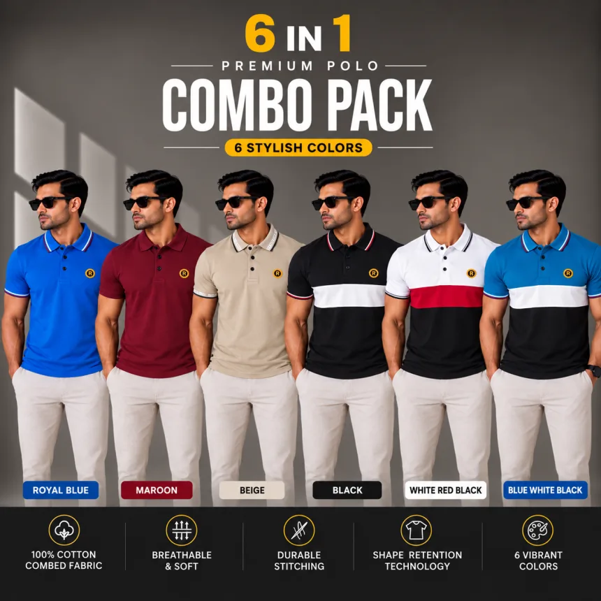 Men's Polo T-Shirts Deep -Mix-Color-(Combo-3)