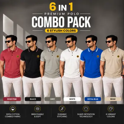 Men's Polo T-Shirts light -Solid-Color-(Combo-1)